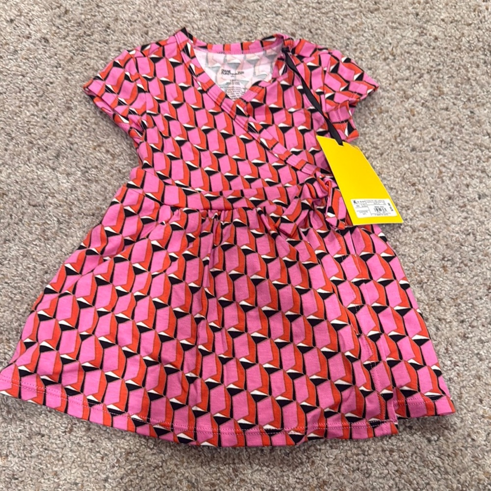 DVF for Target Baby Girl Pink Geometric Wrap-Style Dress Size 18 Months